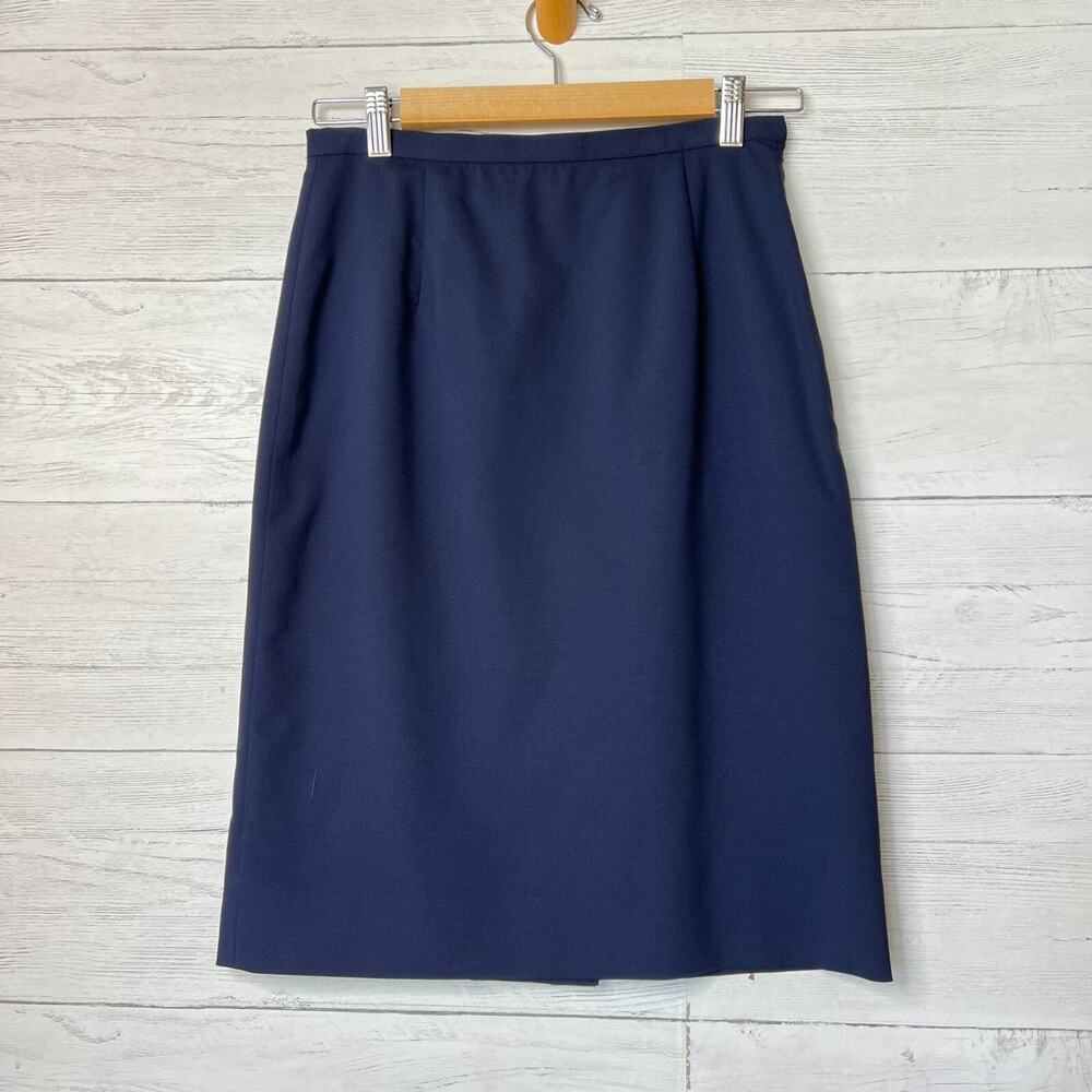 Pendleton Skirt Womens Size 2 Navy Blue Virgin Wool Blend Business Modern